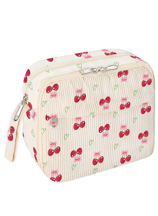 WOBAGMEN Cute Pencil Case,Large Corduroy Zippered Pencil Case Pouch, aesthetic Pencil Bag with Compartments, Pencil Pouch School Supplies (HY-corduroy pc-cherry) - Image 1